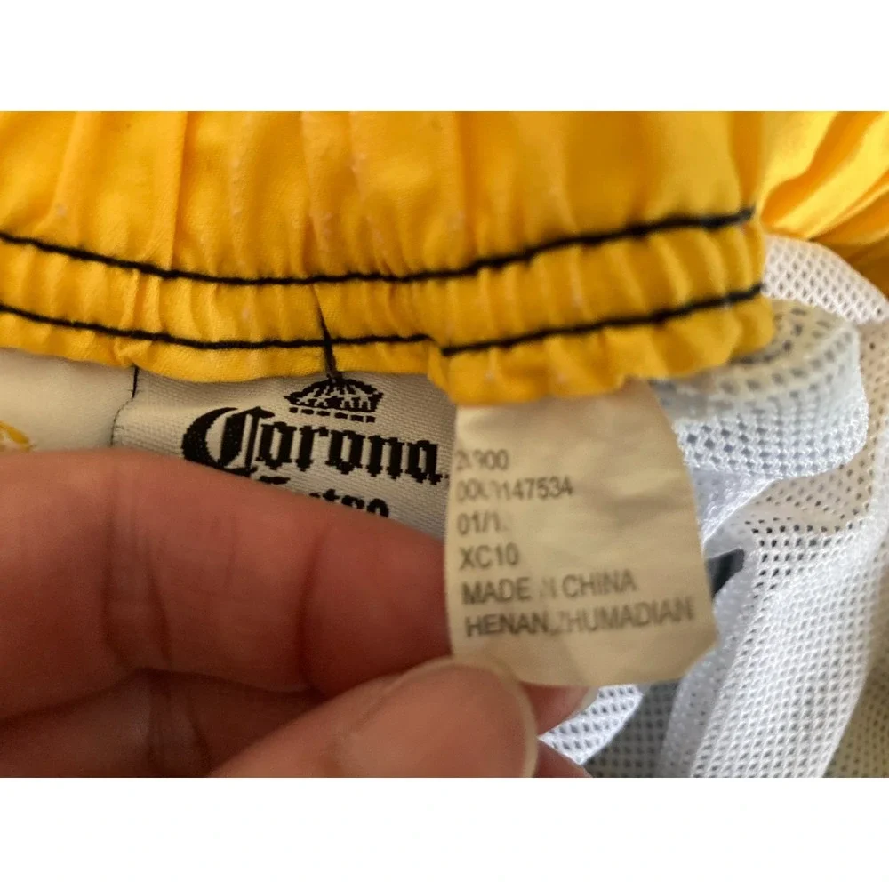 Corona Extra Swim Trunks‎ Shorts Men Size S Small Beer Palm Tree Striped Blue